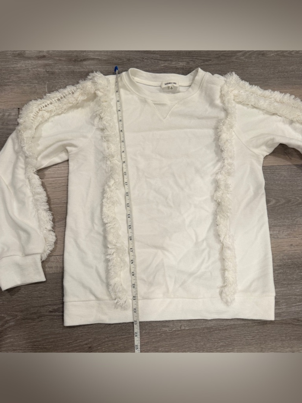 Sugar Lips Houston Fringe White Pullover Sweater S coastal boho - Picture 5 of 12